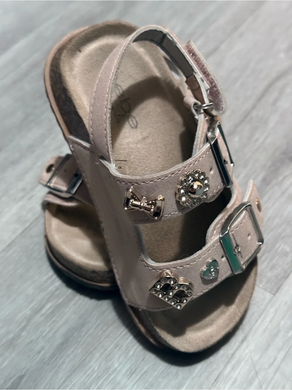 bebe Girls' Blush Pink Embellished Double-Strap Sandals
